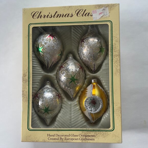 Vintage Hand Decorated Glass Tree Ornaments - Picture 1 of 5